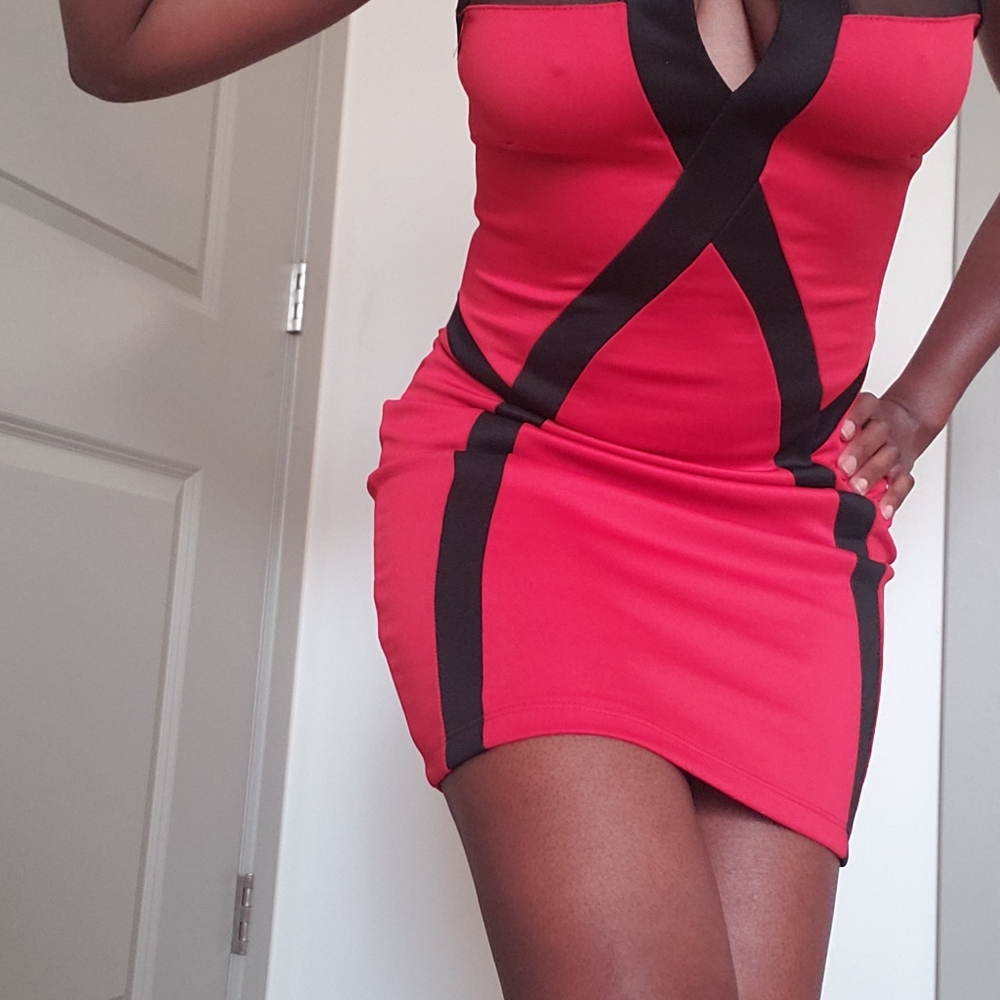 Red fitted dress